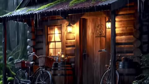 POV: You Found a Cozy Cabin While It’s Raining Heavily 🌧️🏡