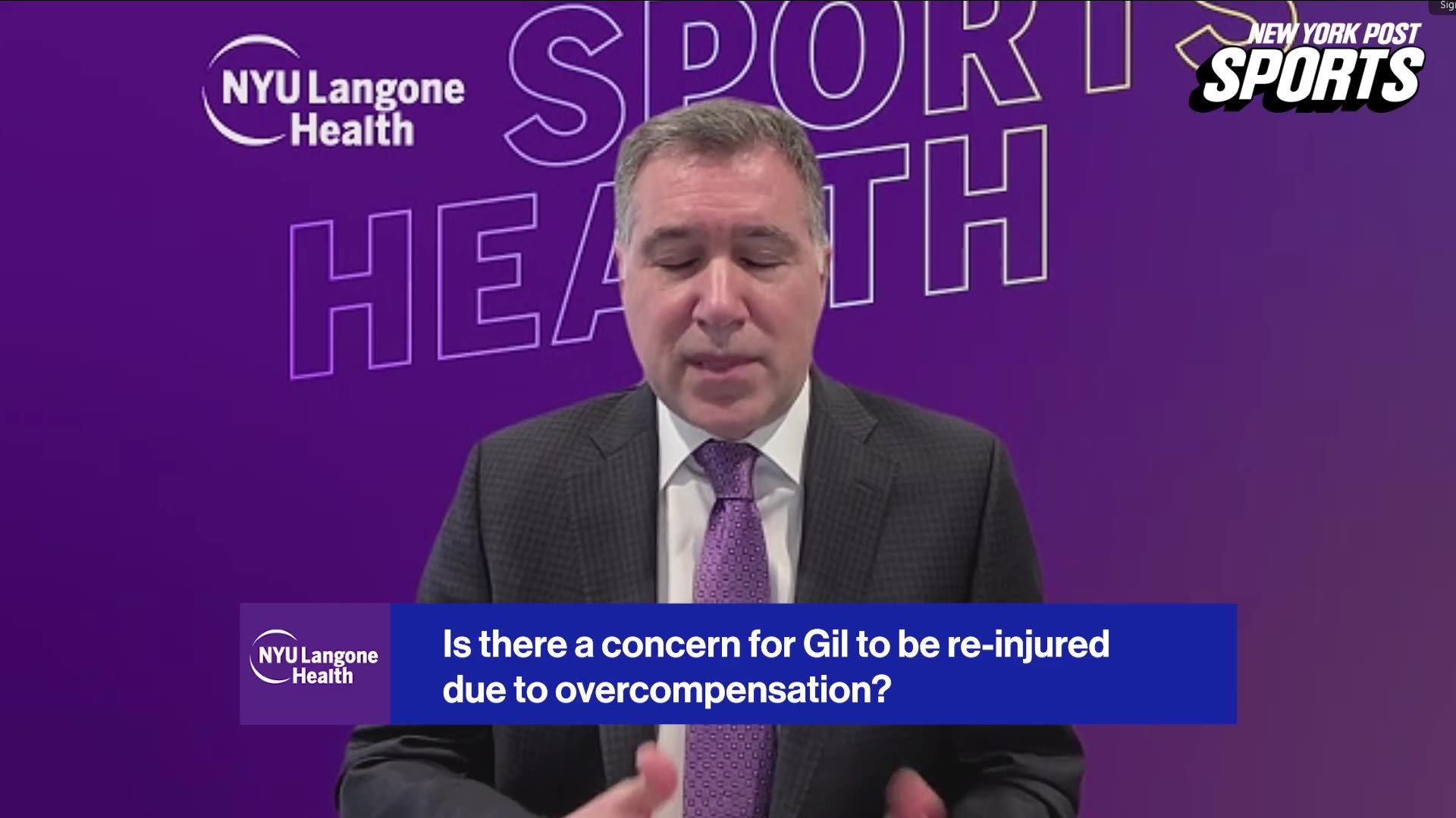 NYU Langone's Mark Harrison, MD, explains Luis Gil's recovery process from a high-grade right lat strain