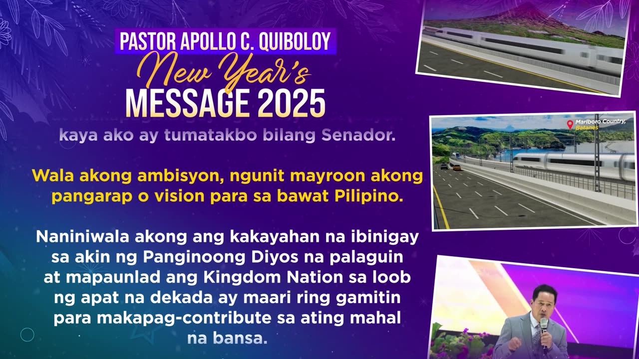 Pastor Apollo C. Quiboloy, nagpaabot ng kanyang New Year's message para sa mga Pilipino