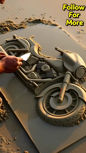 Time Lapse Harley Motorcycle Sand Sculpture is Awesome