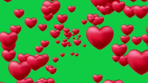 1132. Green Screen _ Floating Hearts, Love,