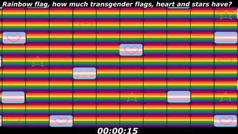 Rainbow pride flag: Rainbow flag, how much transgender flags, heart and stars have?