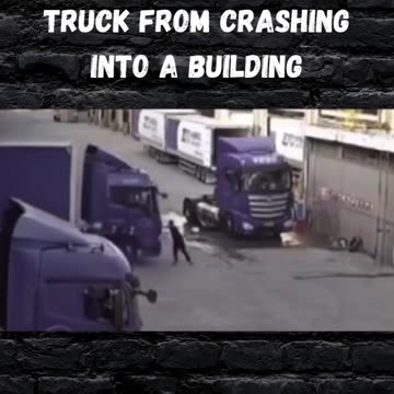 Courageous man stops a truck from crashing into a building