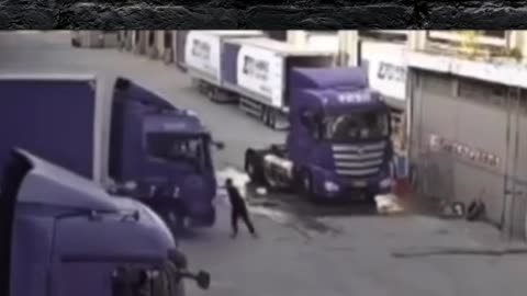 Courageous man stops a truck from crashing into a building