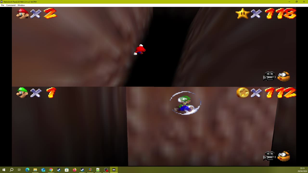 Super Mario 64 Multiplayer Splitscreen [Remaining RA] - Coin-Rush in Tiny-Huge Island [NC]