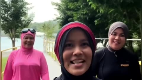 Aquatic elderly healthy happy together