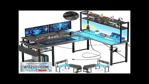 Aheaplus Small L Shaped Gaming Desk with LED Lights & Power Outlets Review