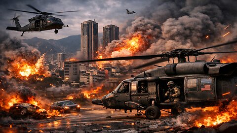 Caracas Under Attack? Explosions, Flames & US Military Helicopters Caught on Ground Footage
