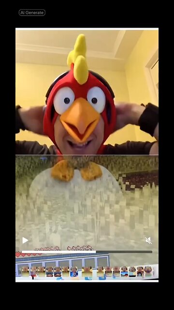 Me wearing a chicken costume in Minecraft and dancing in Minecraft