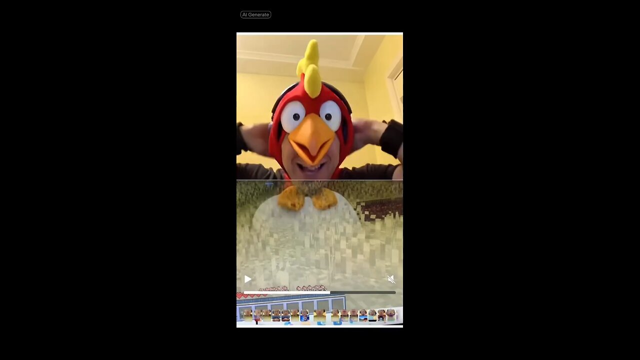 Me wearing a chicken costume in Minecraft and dancing in Minecraft