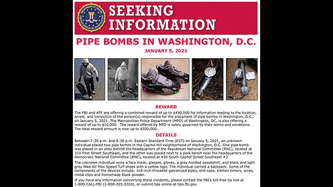 FBI releases new info, offers $500,000 reward for suspect who planted pipe bombs