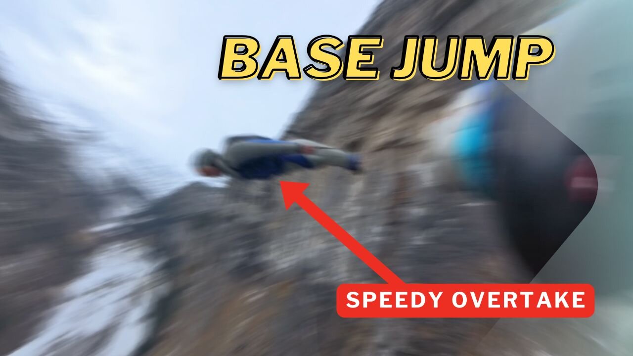 Base Jumping in the Fast Lane. Crazy Overtake !