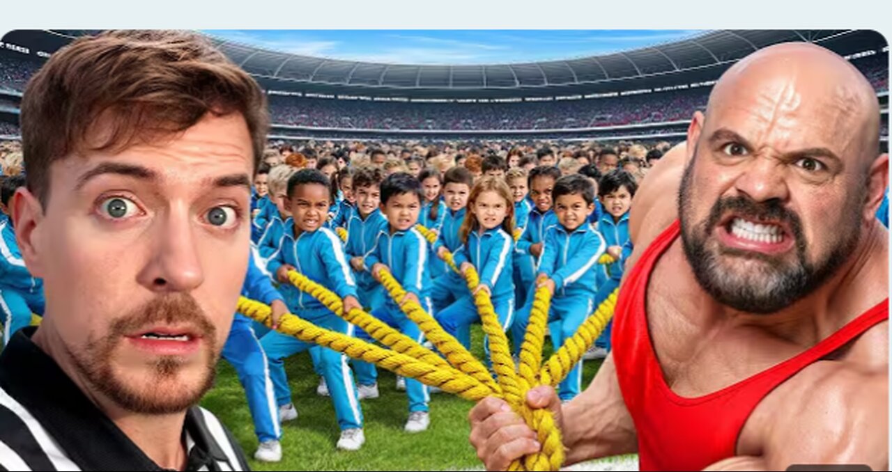 100 people vs world's strongest man