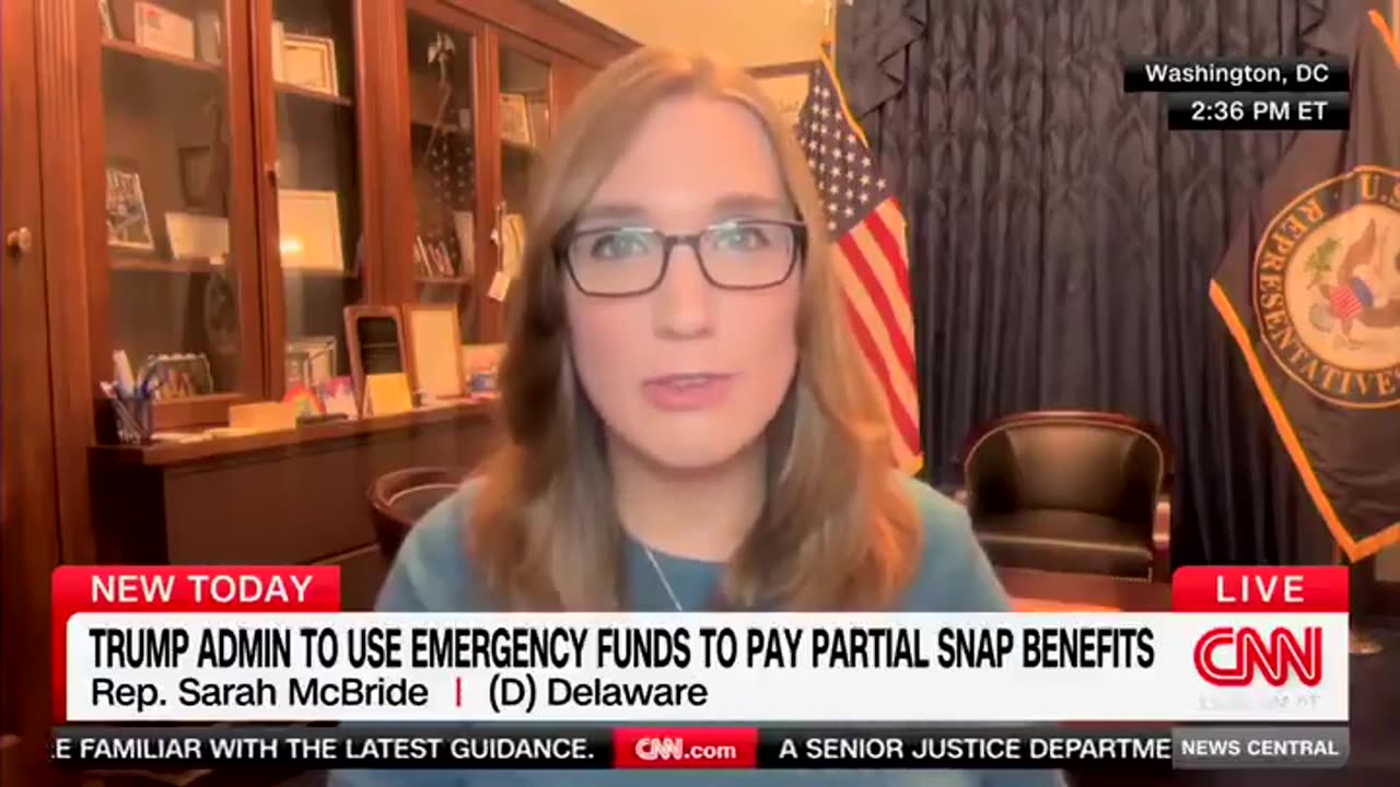 Congressman Sarah McBride gets schooled by CNN after blaming Republicans for the shutdown.