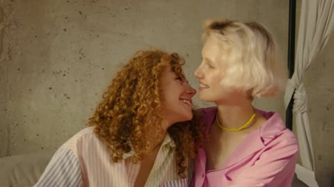A Lesbian Couple Kissing Lovely
