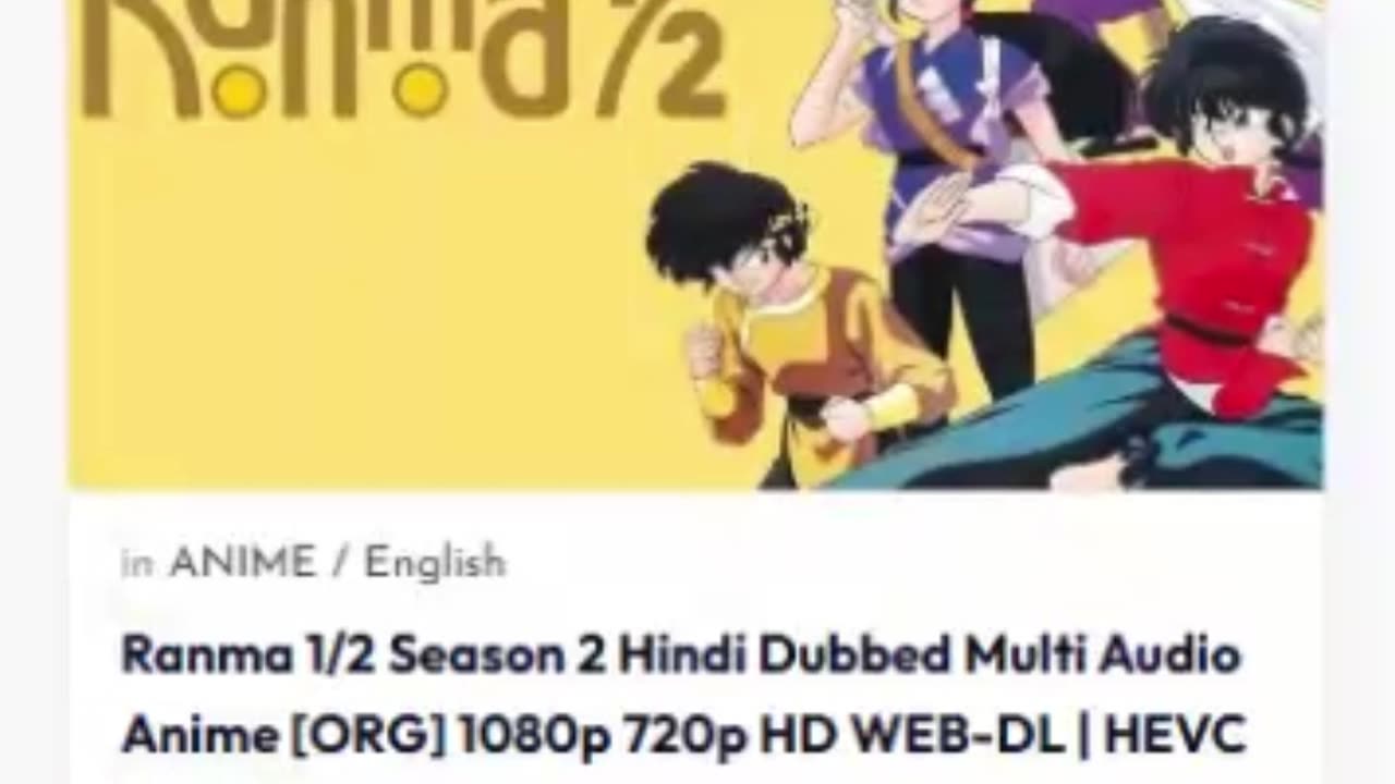 Ranma 1/2 (2025) Season 2 Hindi Dubbed | Multi Audio Download