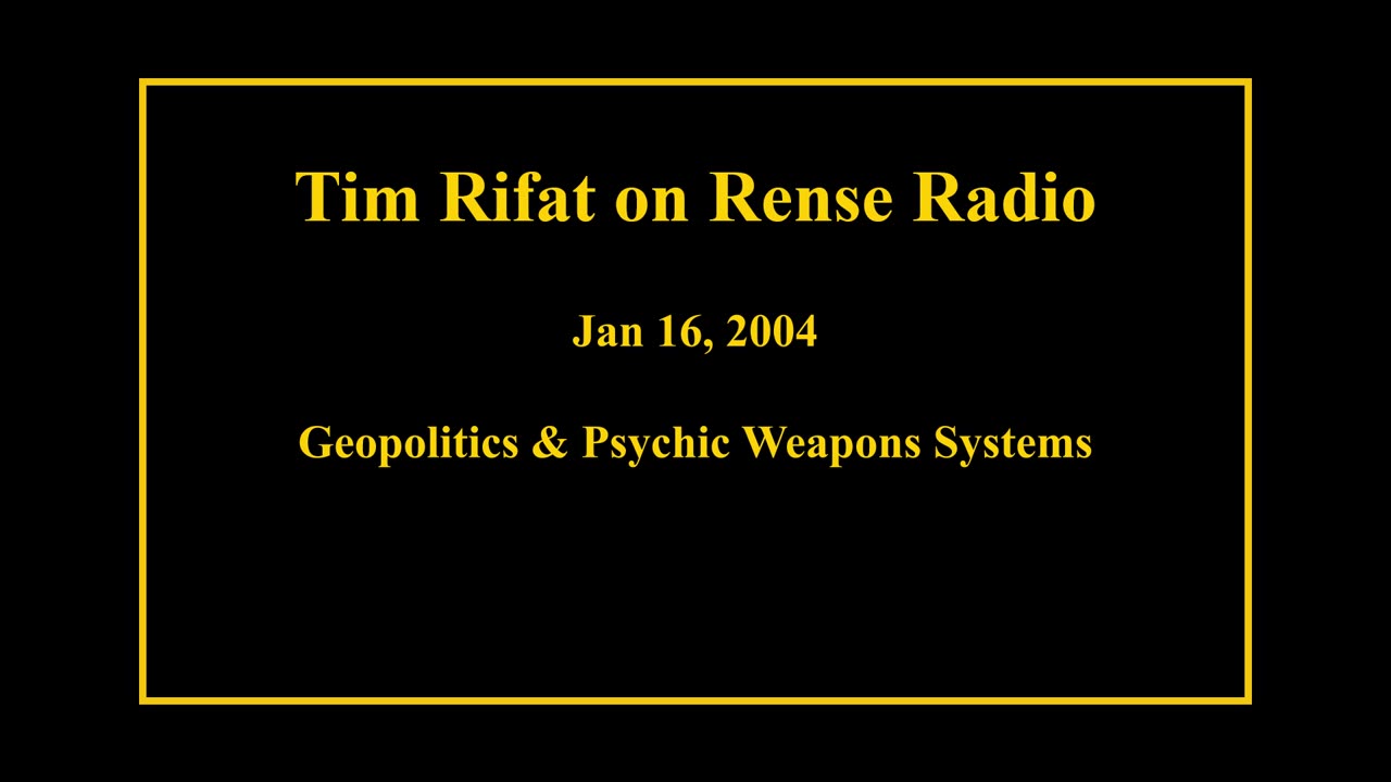 Jan 16, 2004 - Geopolitics and Psychic Weapons Systems