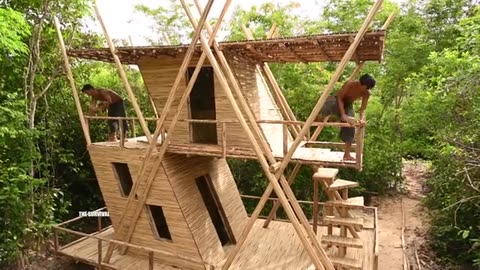 Beautiful Two-Story Bamboo House and Pool build