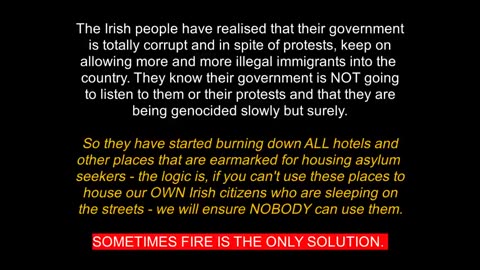 Irish people begin burning down migrant hotels