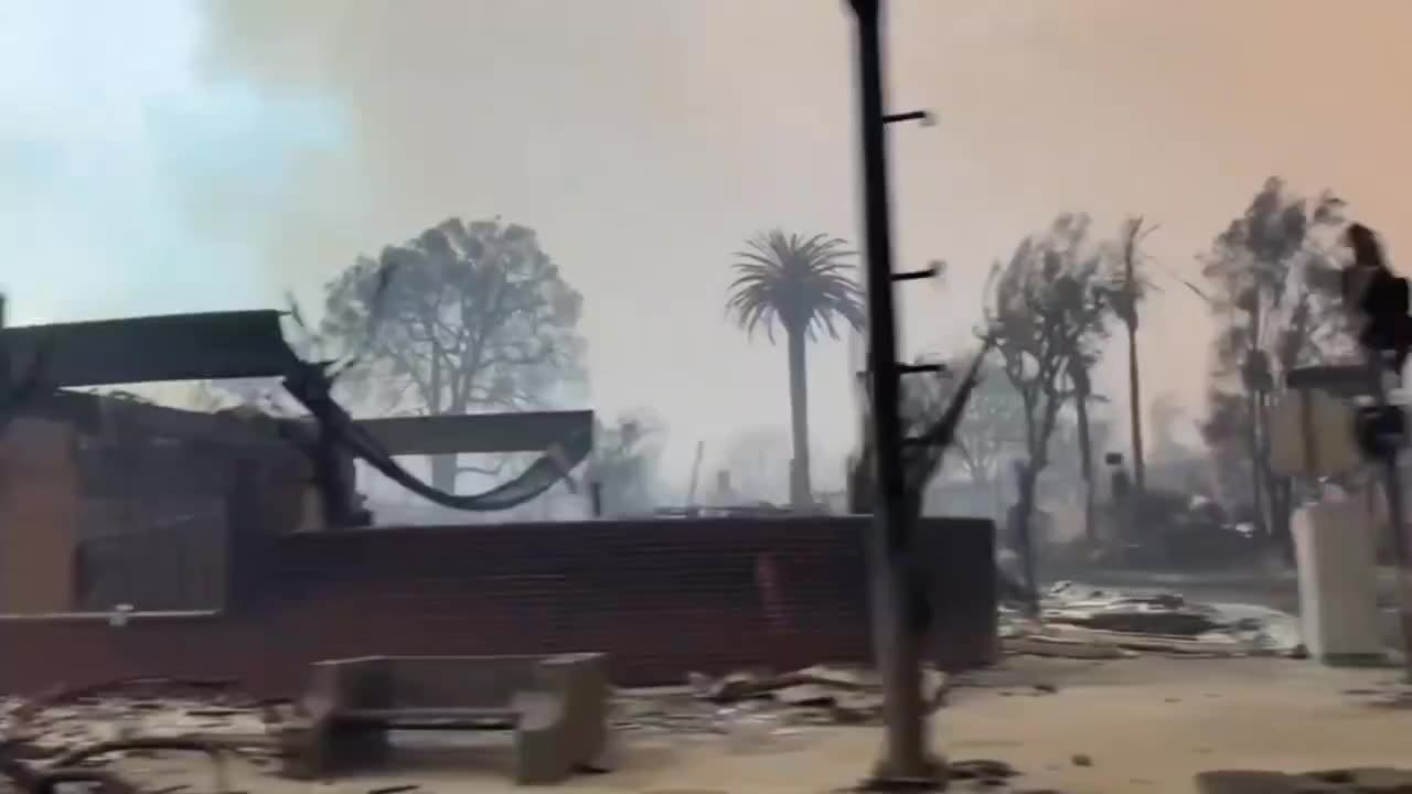 Apocalyptic scenes from Los Angeles - burned out vehicles & thousands of abandoned houses