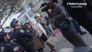 Footage from before and after a melee broke out between Antifa militants and a Trump supporter