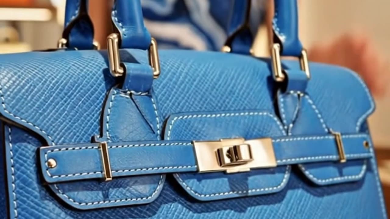 HERMES HANDBAG BLUE AGAT