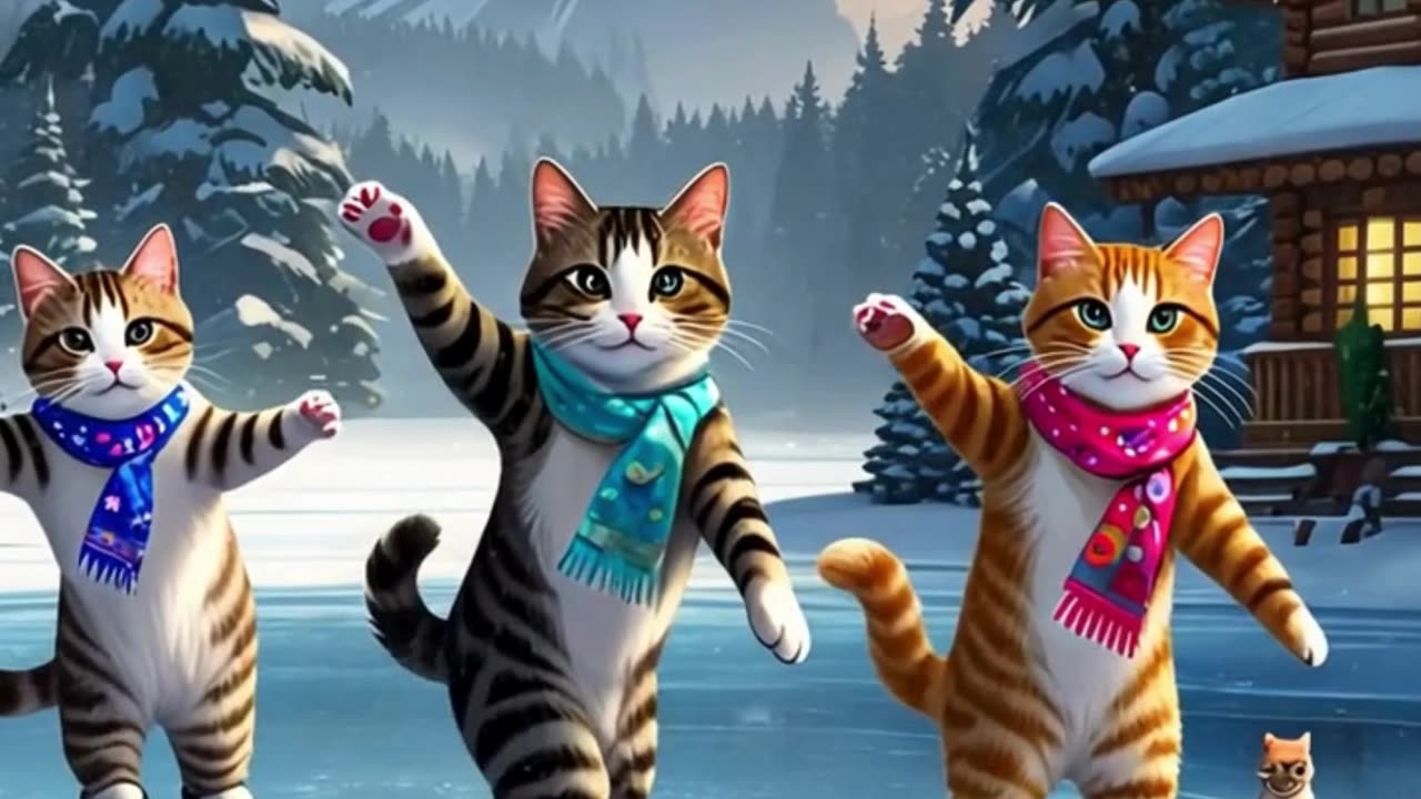 Cute Cats Ice Skating Adventure