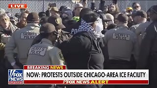 BREAKING: Rioter mob charges police outside Chicago-area ICE facility