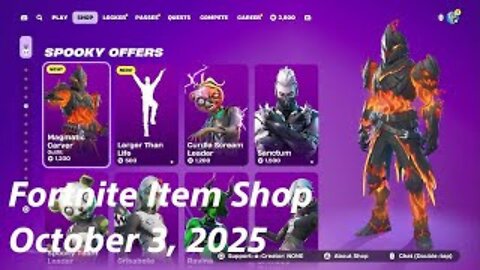 Fortnite Item Shop|October 3, 2025(*New* Magmatic Carver Skin & Larger Than Life Emote)