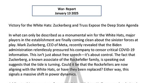 WAR REPORT - JANUARY 13 2025 - VICTORY FOR THE WHITE-HATS