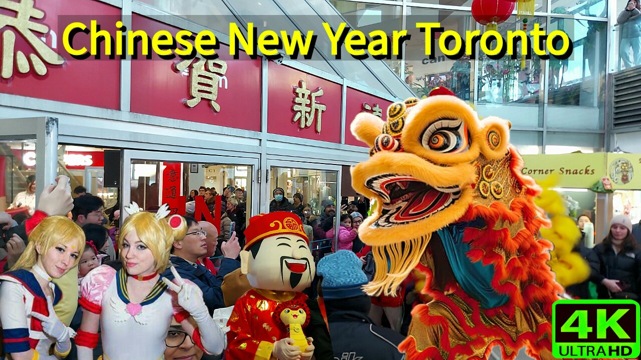 【4K】Toronto Chinatown Lunar New Year celebration 🎉 dance lion 🇨🇦