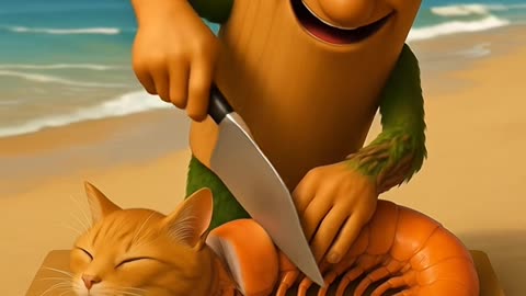 Tung tung sahur cooking in beach