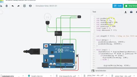 Arduino Relay Button With NPN Transistor Control on #Tinkercad