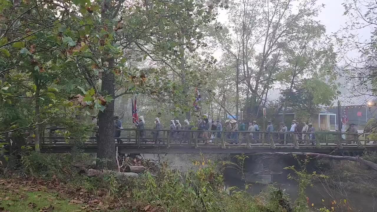 Marching to the firing line at the 150th National Musket Match. Audio On.