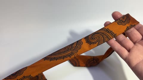 Vintage Acetate Rayon Orange with Black Paisley Skinny Necktie 56.75 x 2.50"