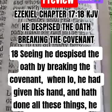 Livestream Preview Ezekiel #ch 17:18 KJV He Despised the Oath Breaking the Covenant #faith #kj #live