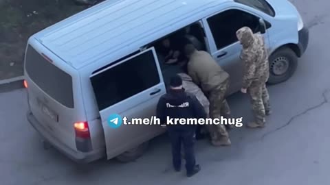 Ukraine. Forced Volunteering. Man Forcibly Taken Into Van During Mobilization in Kremenchuk