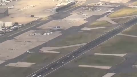 Video with a panoramic top view,filmed by a passenger during takeoff from Frankfurt Airport