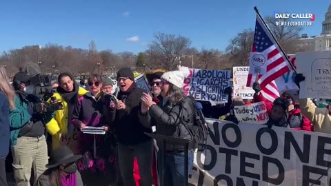 Enraged Protester Decides to Sing a Song He Wrote for Trump and Elon