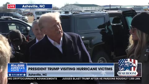 President Trump takes a few questions as he lands in Western NC