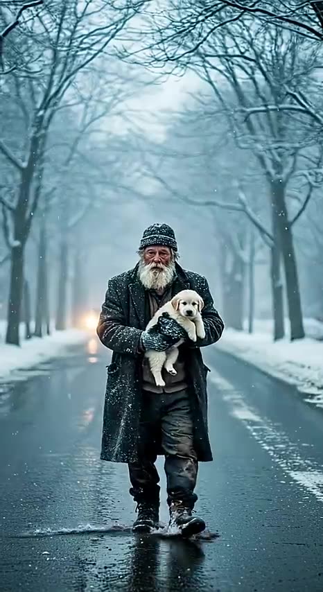 Kind Grandpa Saves Golden Retriever Pup from the Cold