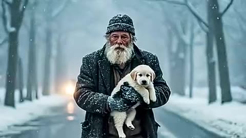 Kind Grandpa Saves Golden Retriever Pup from the Cold