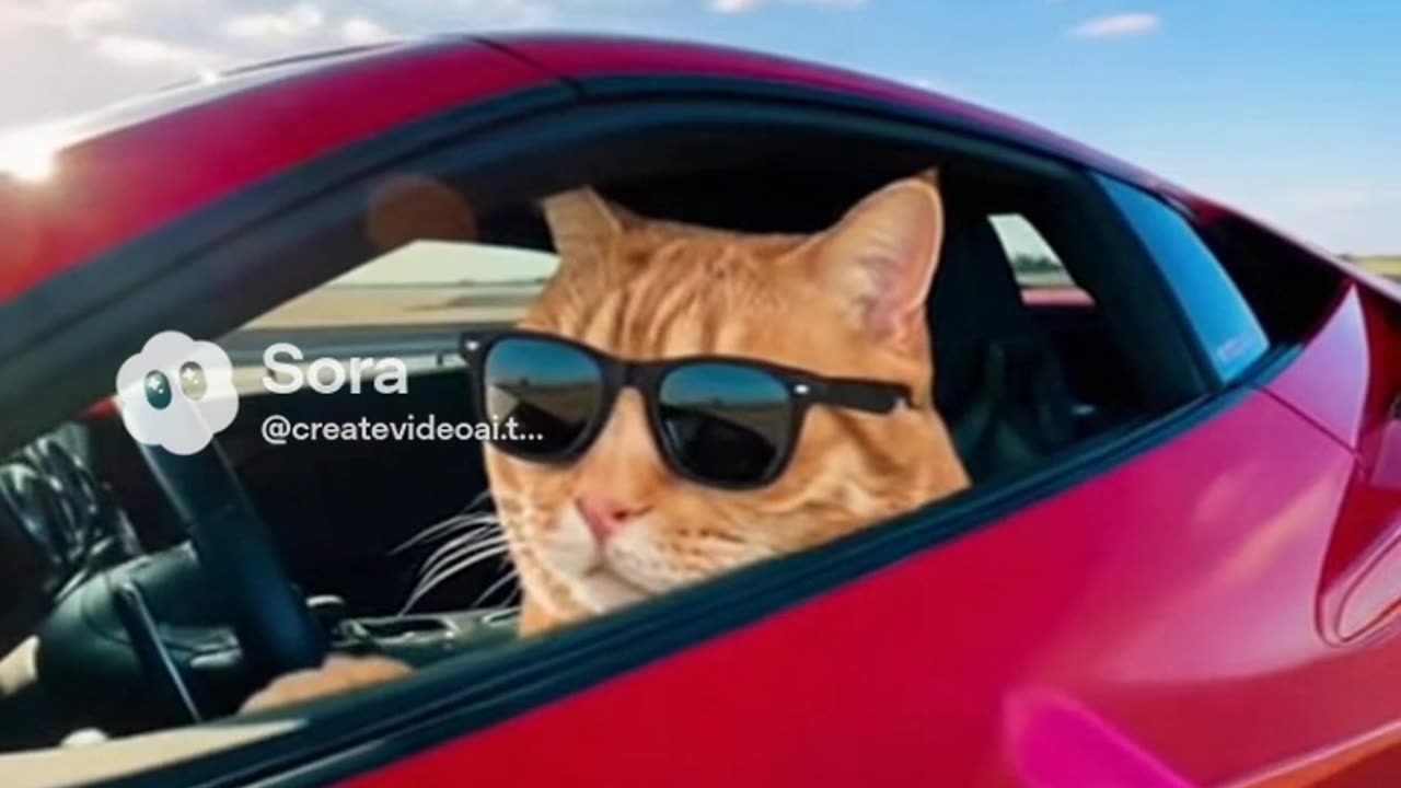 Cool Cat Driving Fast! 🐱🏎️😂