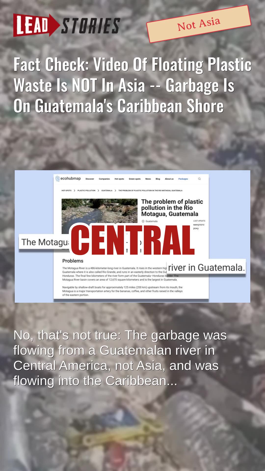 Fact Check: Video Of Floating Plastic Waste NOT In Asia -- Garbage Is On Guatemalas Caribbean Shore