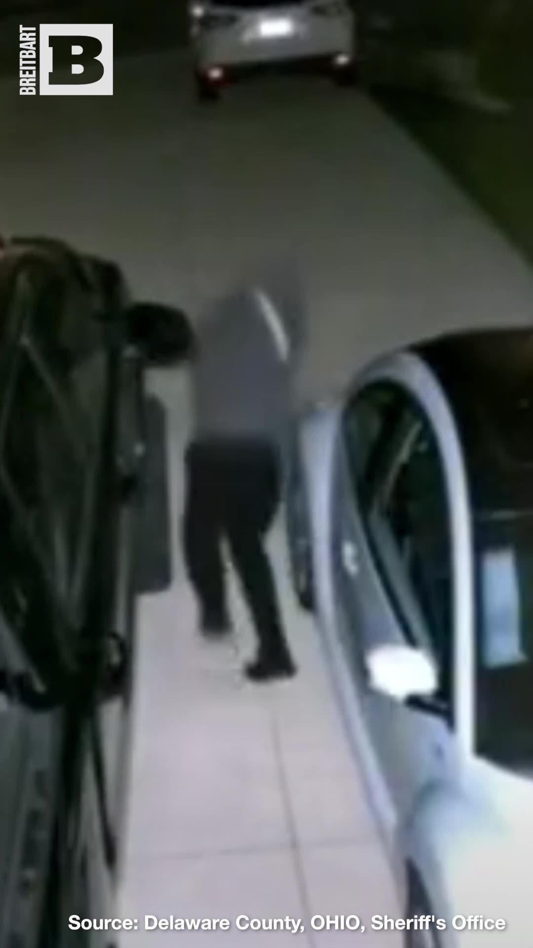 Easily Spooked! Man Prowling Around Vehicle Gets Startled by Light, Scurries Away