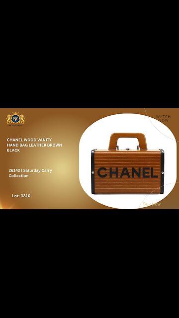CHANEL WOOD VANITY HANDBAG LEATHER BROWN BLACK
