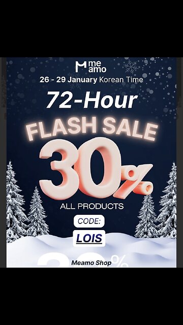 Flash Sale 30% off Meamoshop discount code LOIS 💙🙏🥰 January 26-29 Shop Meamo labs BoTOX Alert 🔔 🙌🏼