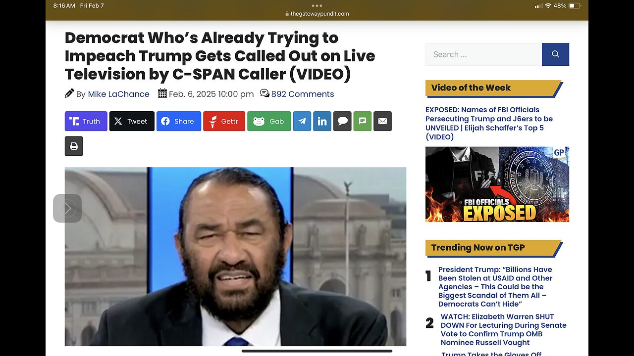 Democrat Who’s Already Trying to Impeach Trump Gets Called Out on Live Television by C-SPAN Caller