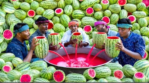 WATERMELON JUICE Farm Fresh Fruit Juice Making | Watermelon Craft | Watermelon Experiment