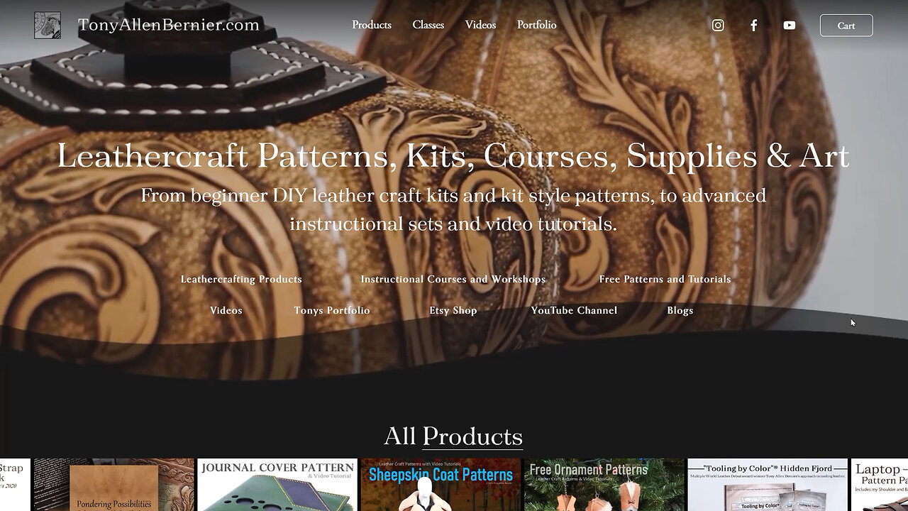 Leather Craft Patterns, Kits, Supplies, Tools, Courses, & Art. www.TonyAllenBernier.com